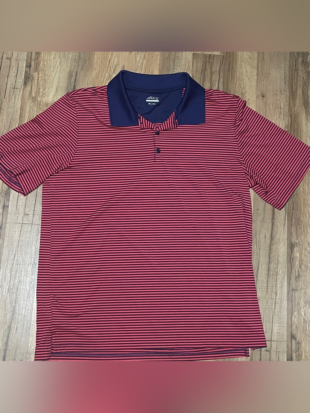 BCG Golf Men's Striped Performance Polo - Size XL